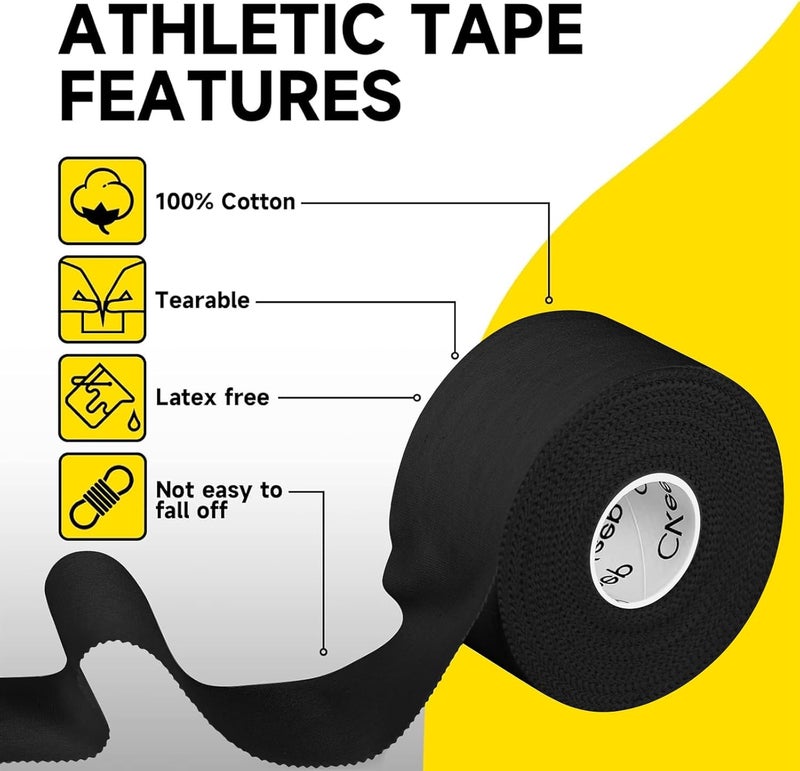 Ckeep Athletic Tape, 4 Pack Black Sports Tape, Very Sturdy No Glue Residue, Wrist Ankle Tape for Muscle, Climbing, Boxing, Athletes, Baseball Bats, Strains, Sprains, Injuries（1.5 Inches） - Image 2